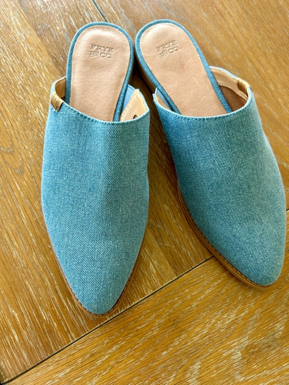Frye and Co Fenn Washed Denim Mules - Picture 2 of 5